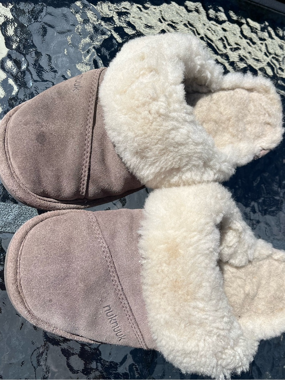 Nuknuuk Joy Shearling-Lined Suede Slippers - Taupe